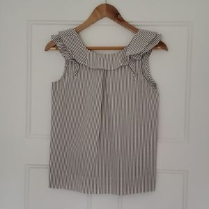 Striped ruffle sleeveless top
